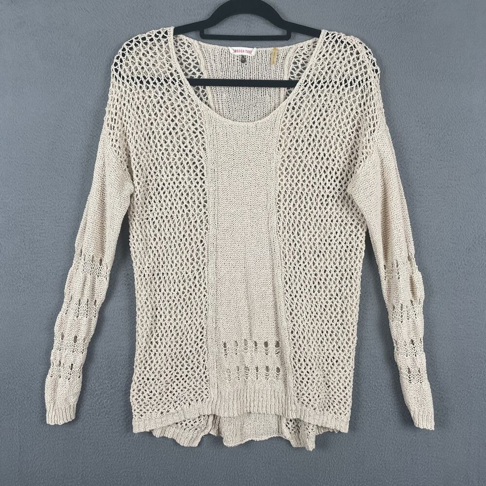 Rebecca Taylor Sweater Womens Medium Open Knit Pullover Loose Lightweight Boho